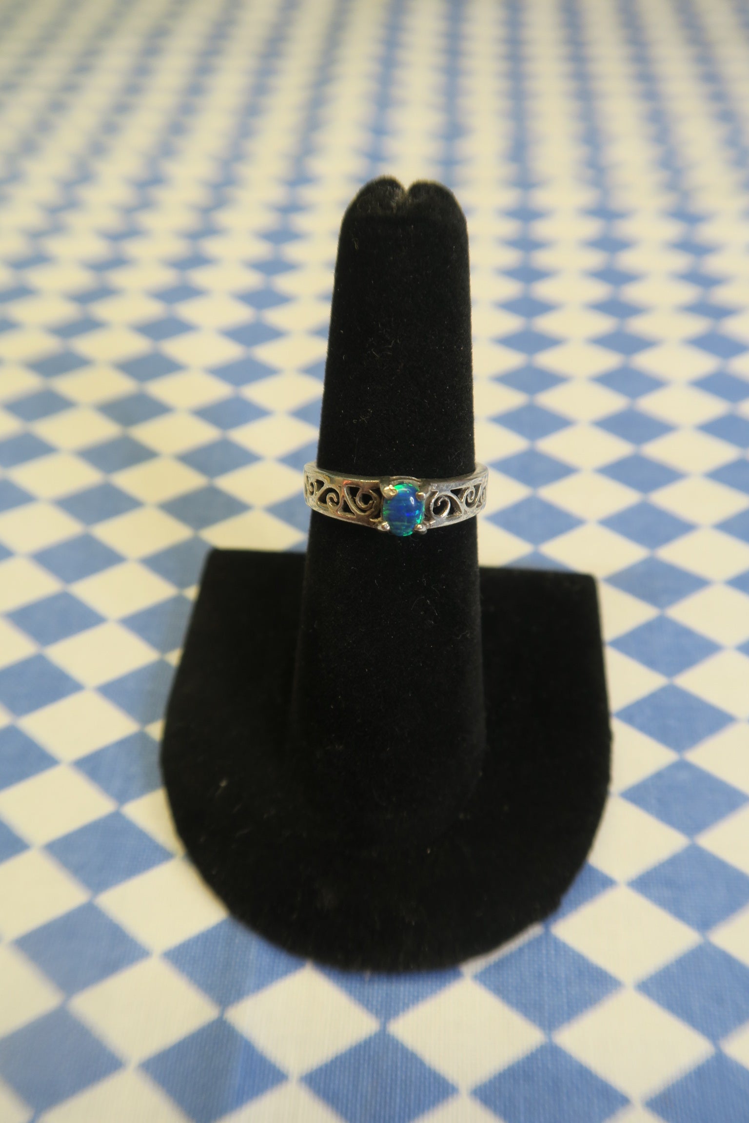 SWIRLY BLUE OPAL RING