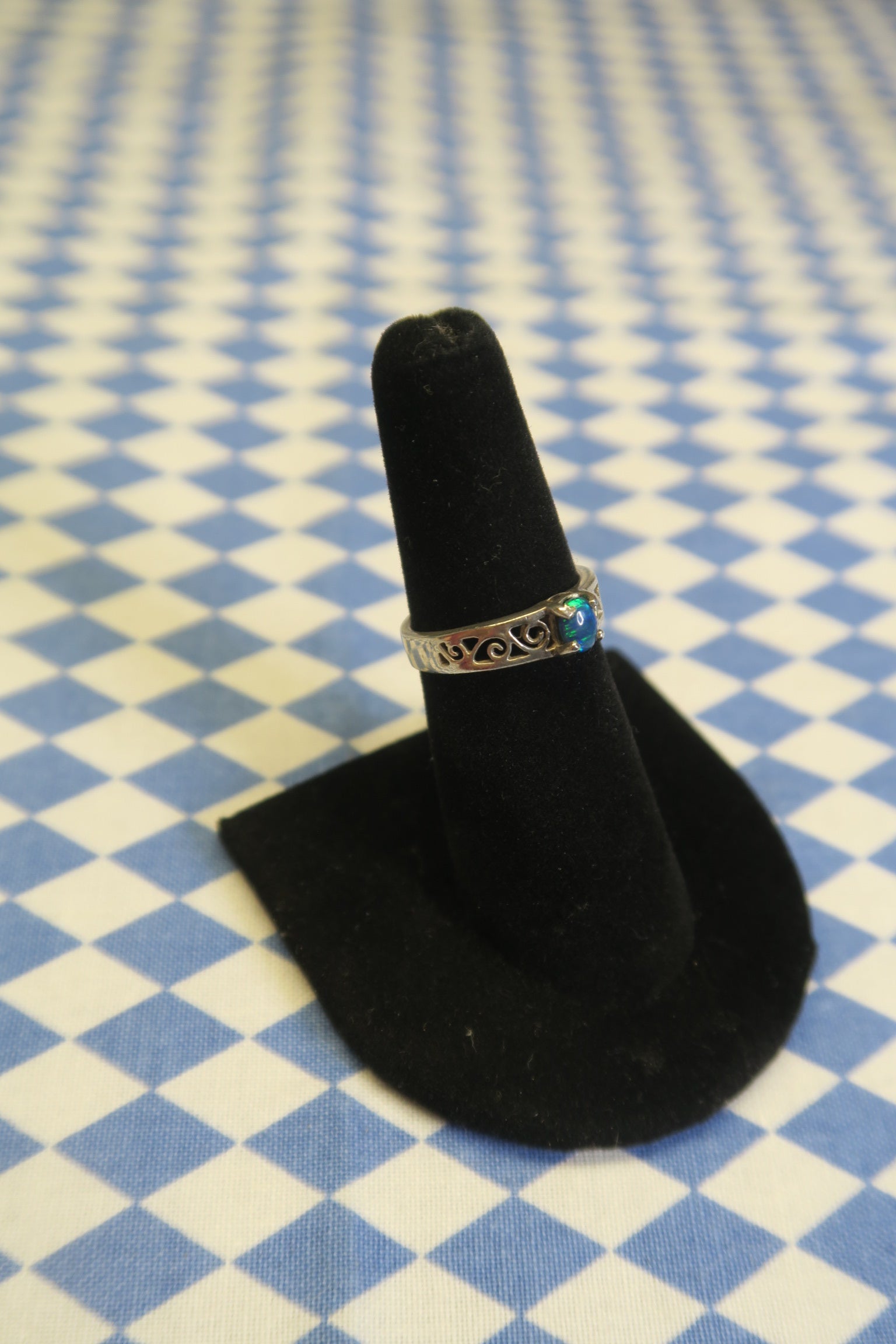 SWIRLY BLUE OPAL RING