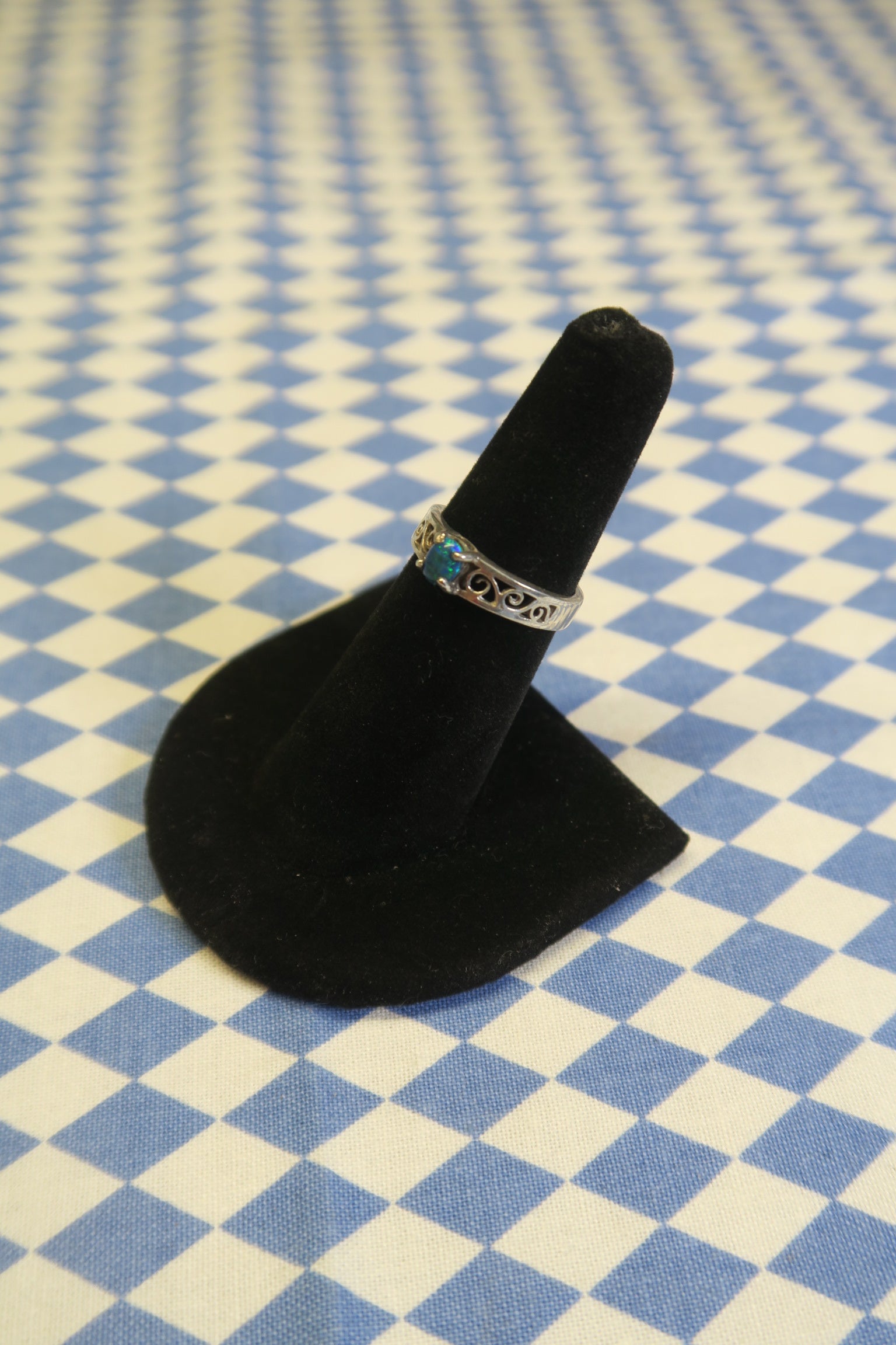 SWIRLY BLUE OPAL RING