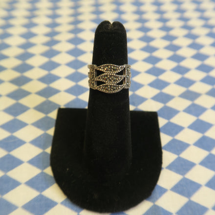 BLACK PYRITE GEM PINKY RING