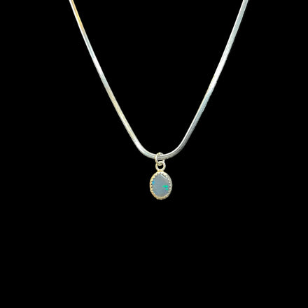 BLUE OPAL PENDANT ON SNAKE CHAIN