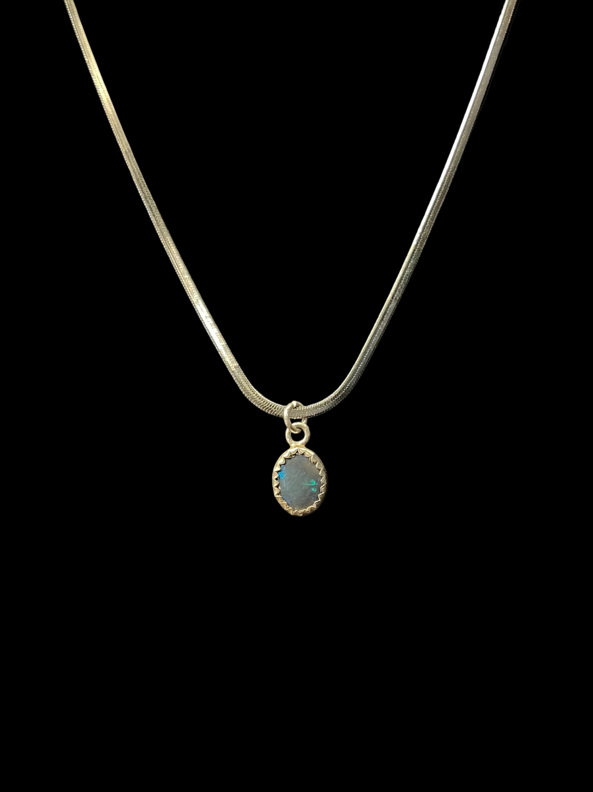 BLUE OPAL PENDANT ON SNAKE CHAIN