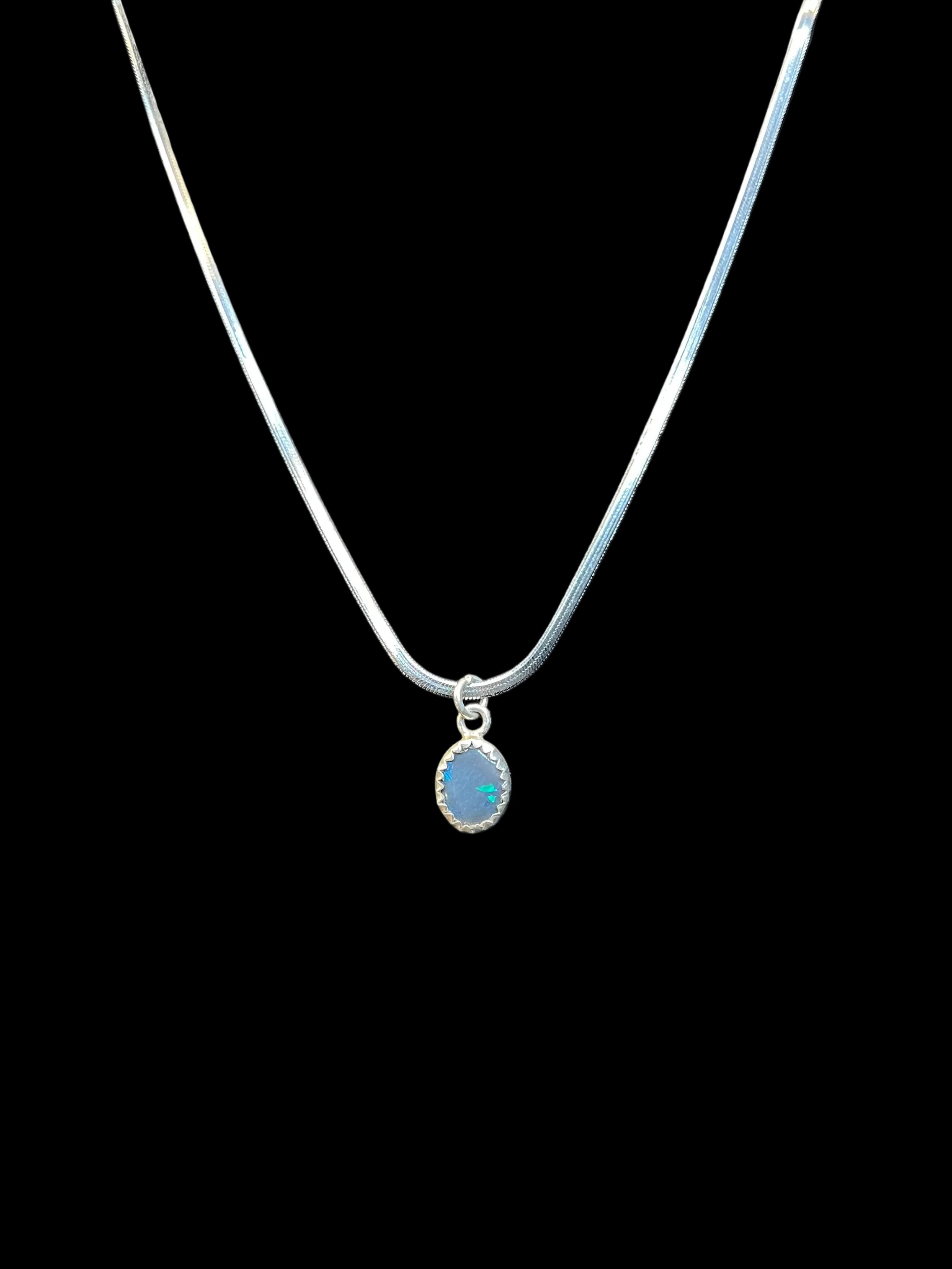 BLUE OPAL PENDANT ON SNAKE CHAIN