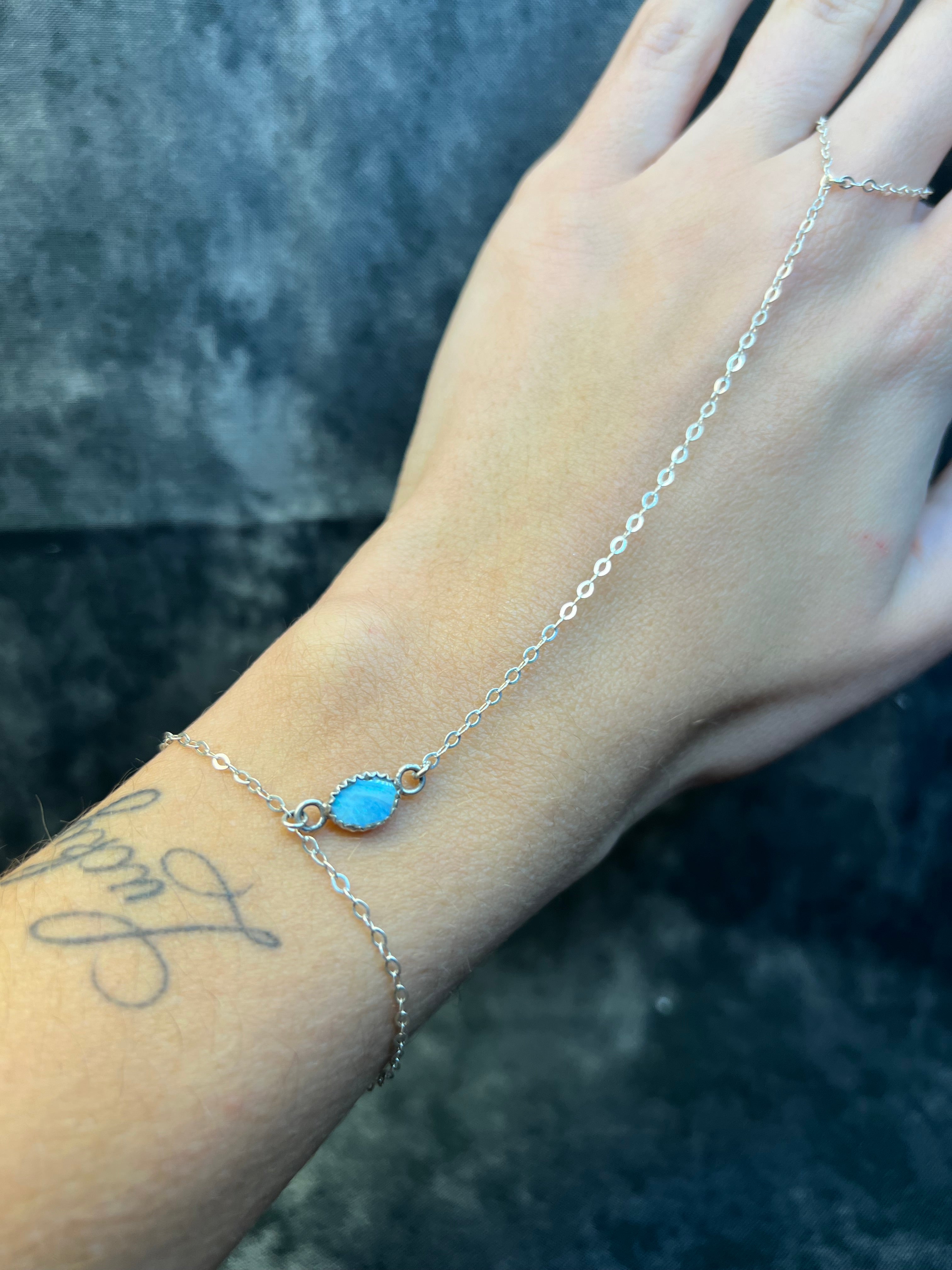 CLOUD BLUE OPAL HAND CHAIN