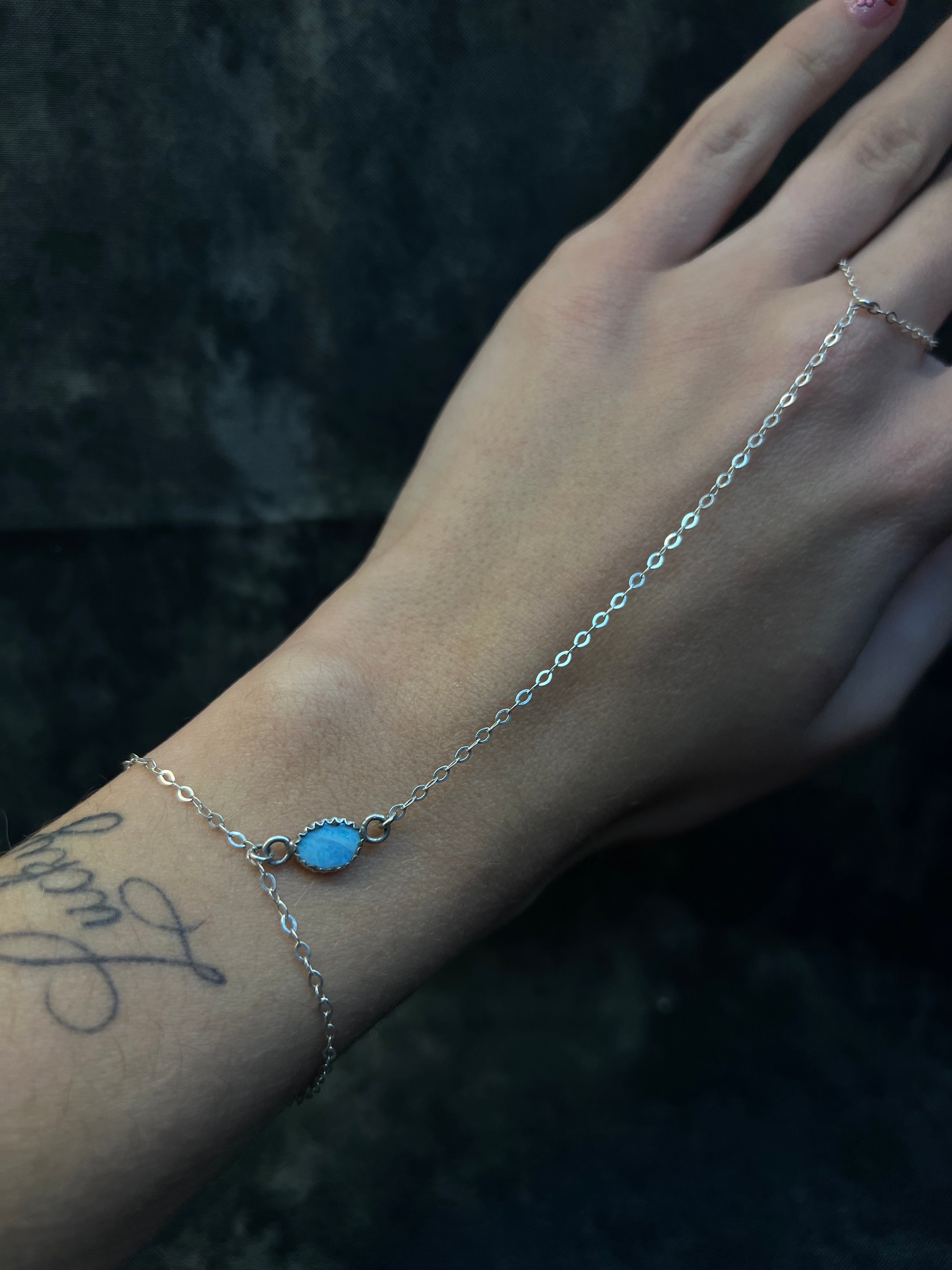 CLOUD BLUE OPAL HAND CHAIN