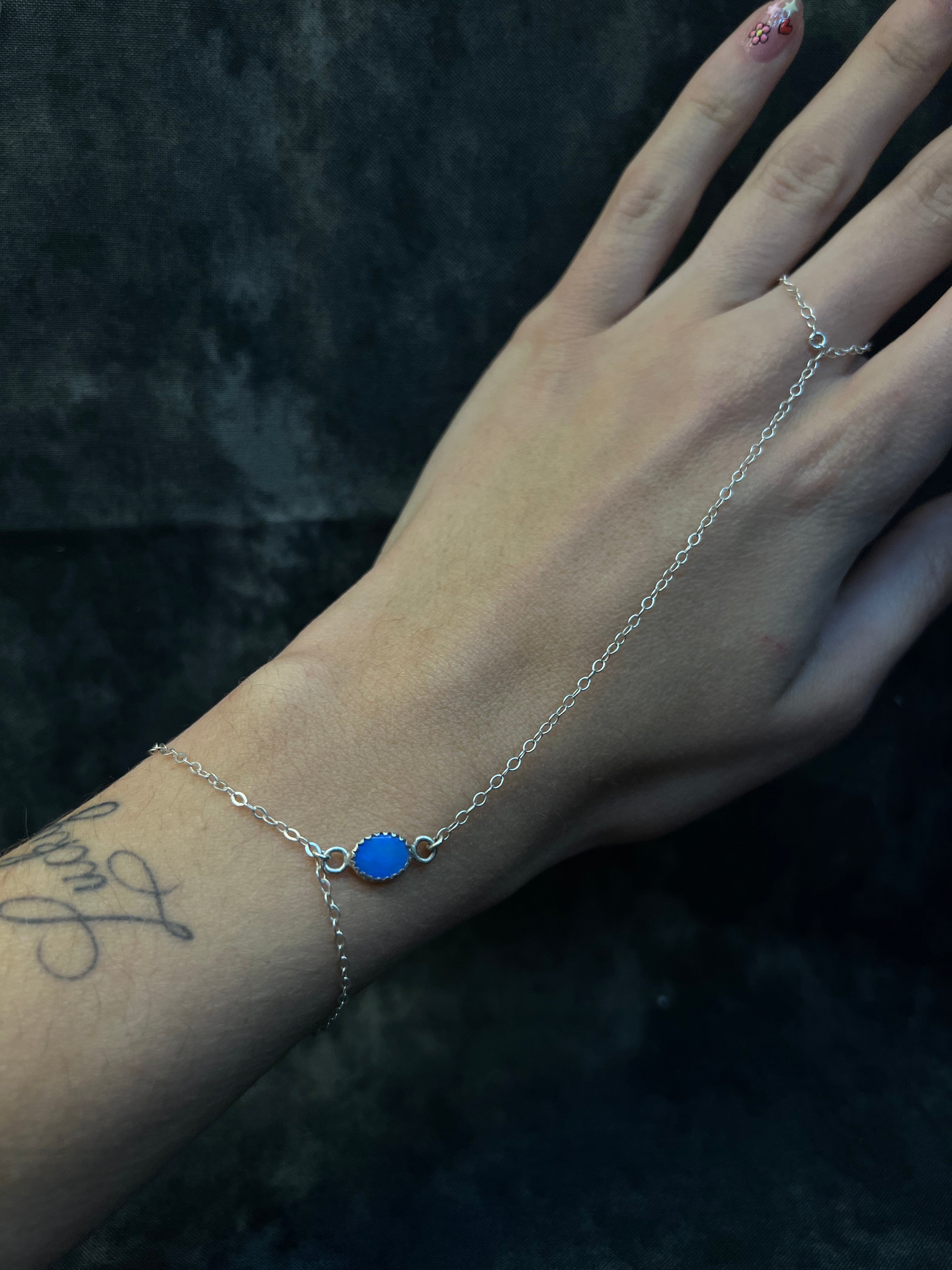 DEEP BLUE OPAL HAND CHAIN