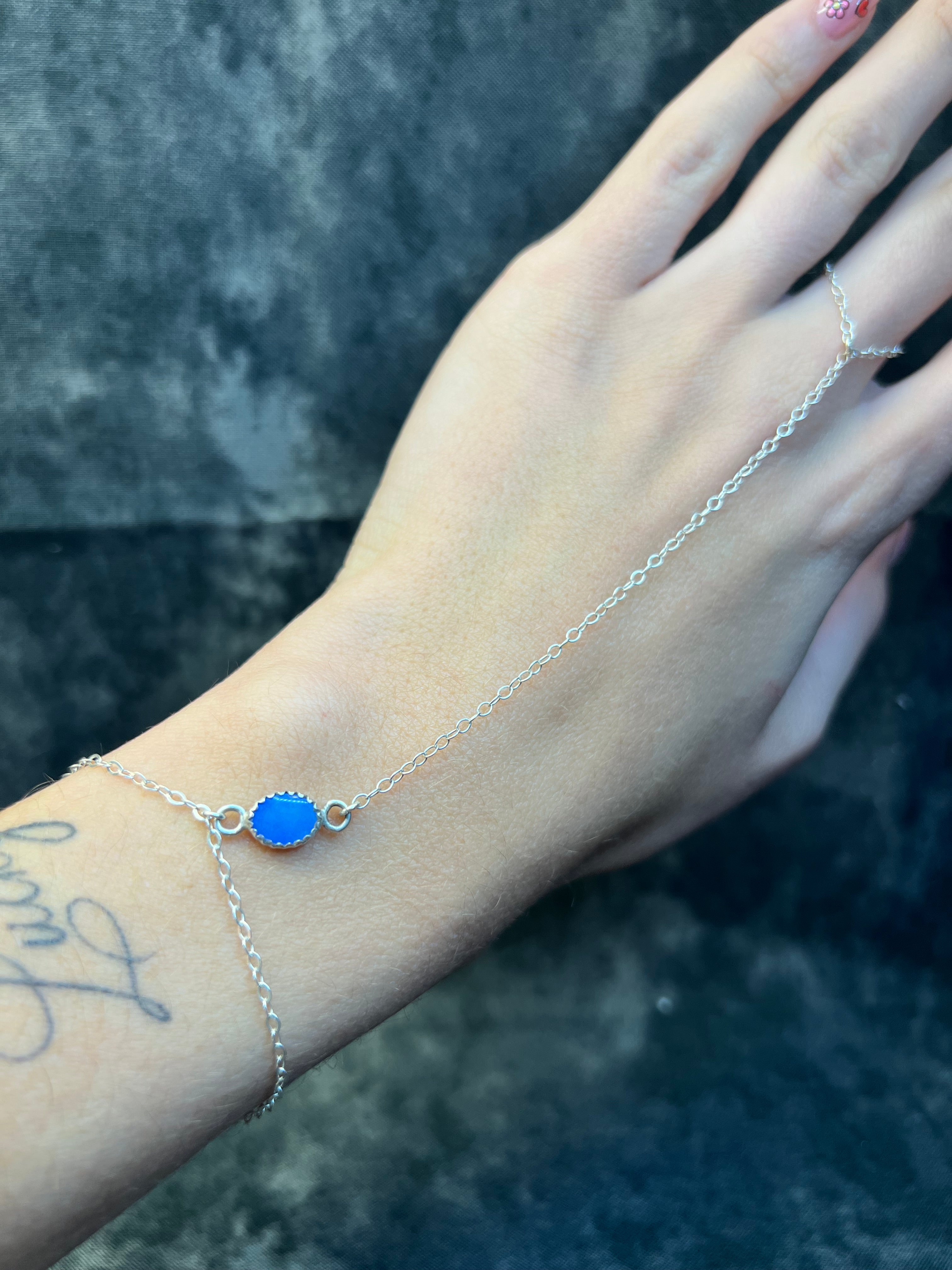 DEEP BLUE OPAL HAND CHAIN