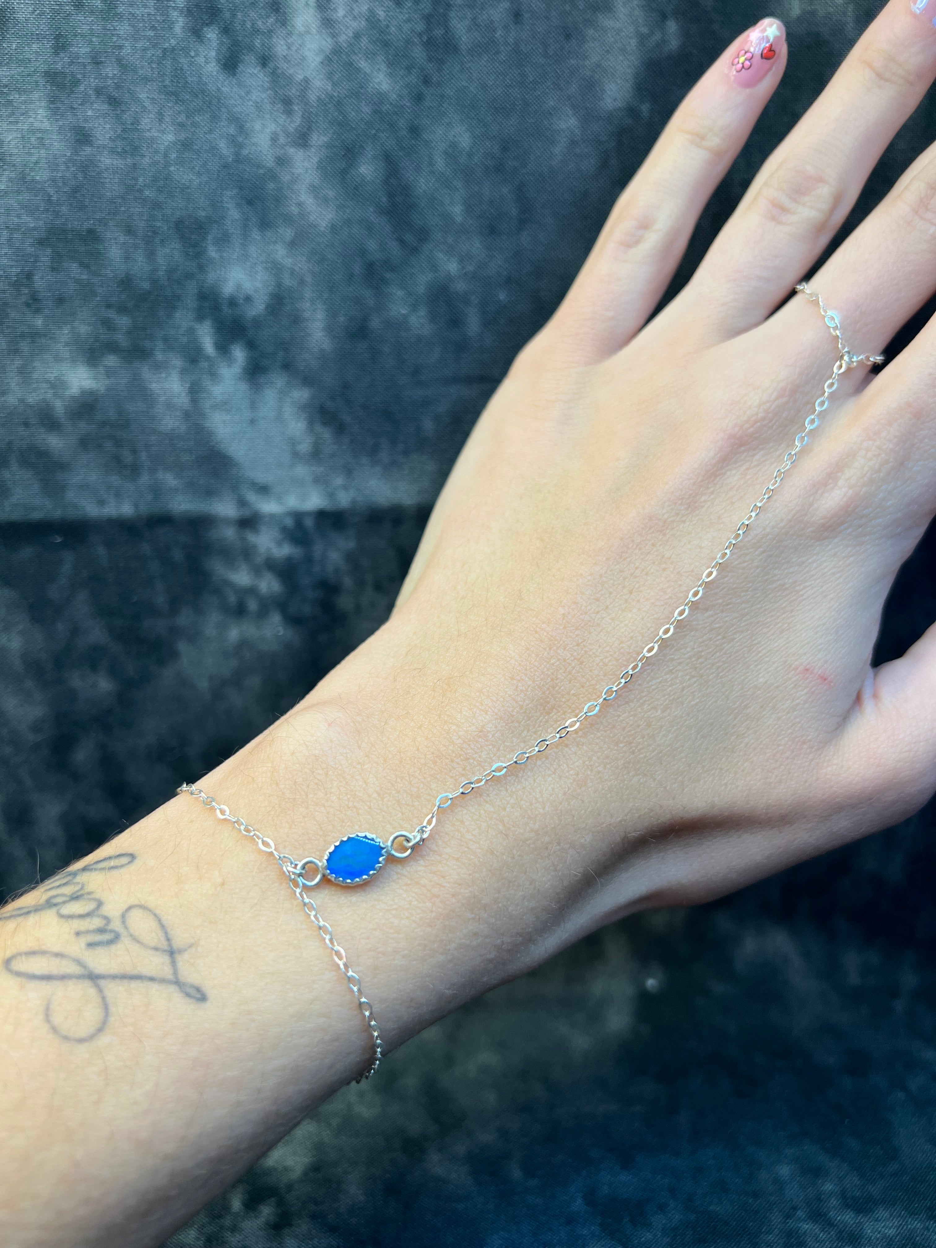 EYE BLUE OPAL HAND CHAIN