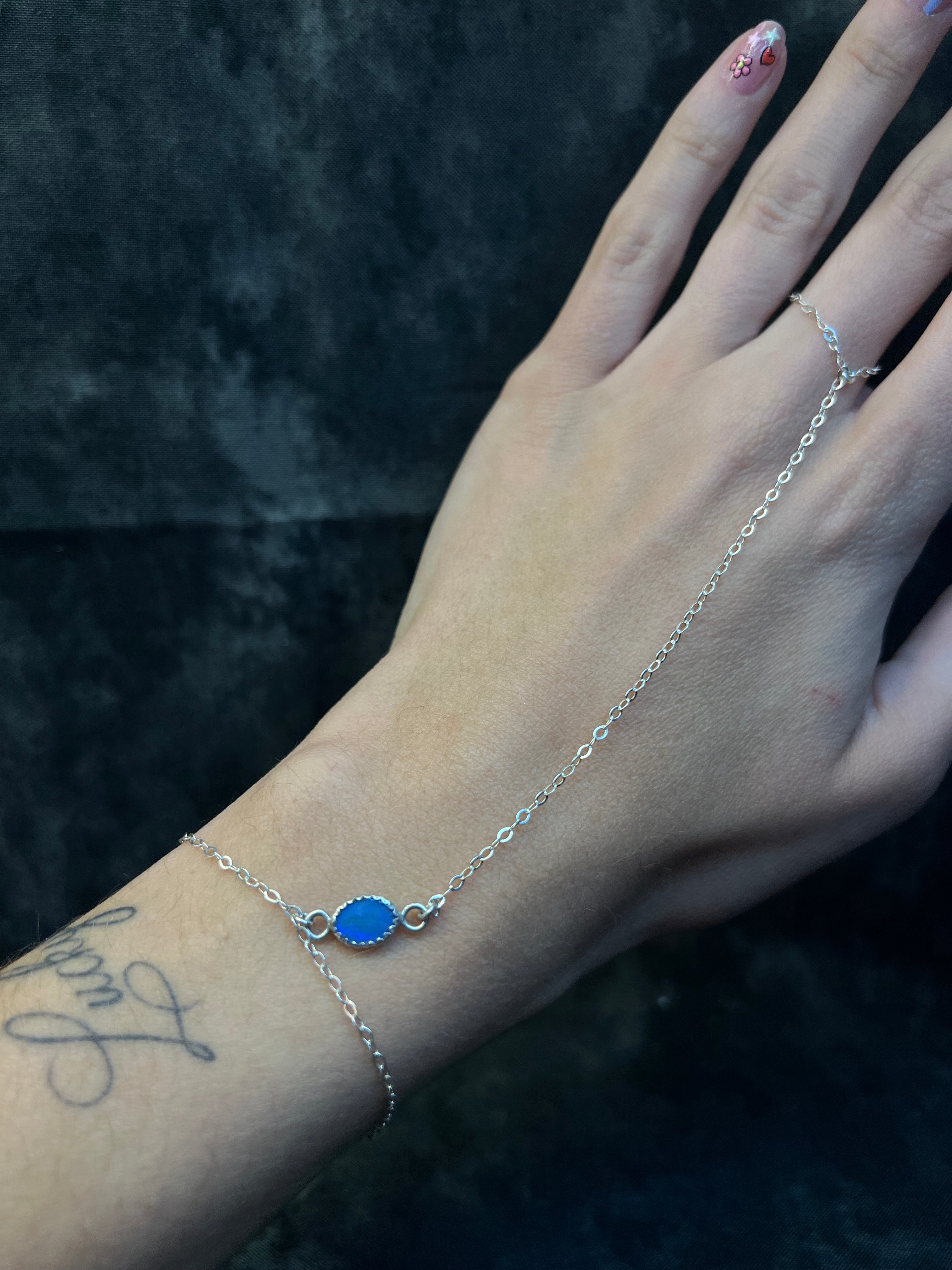 EYE BLUE OPAL HAND CHAIN