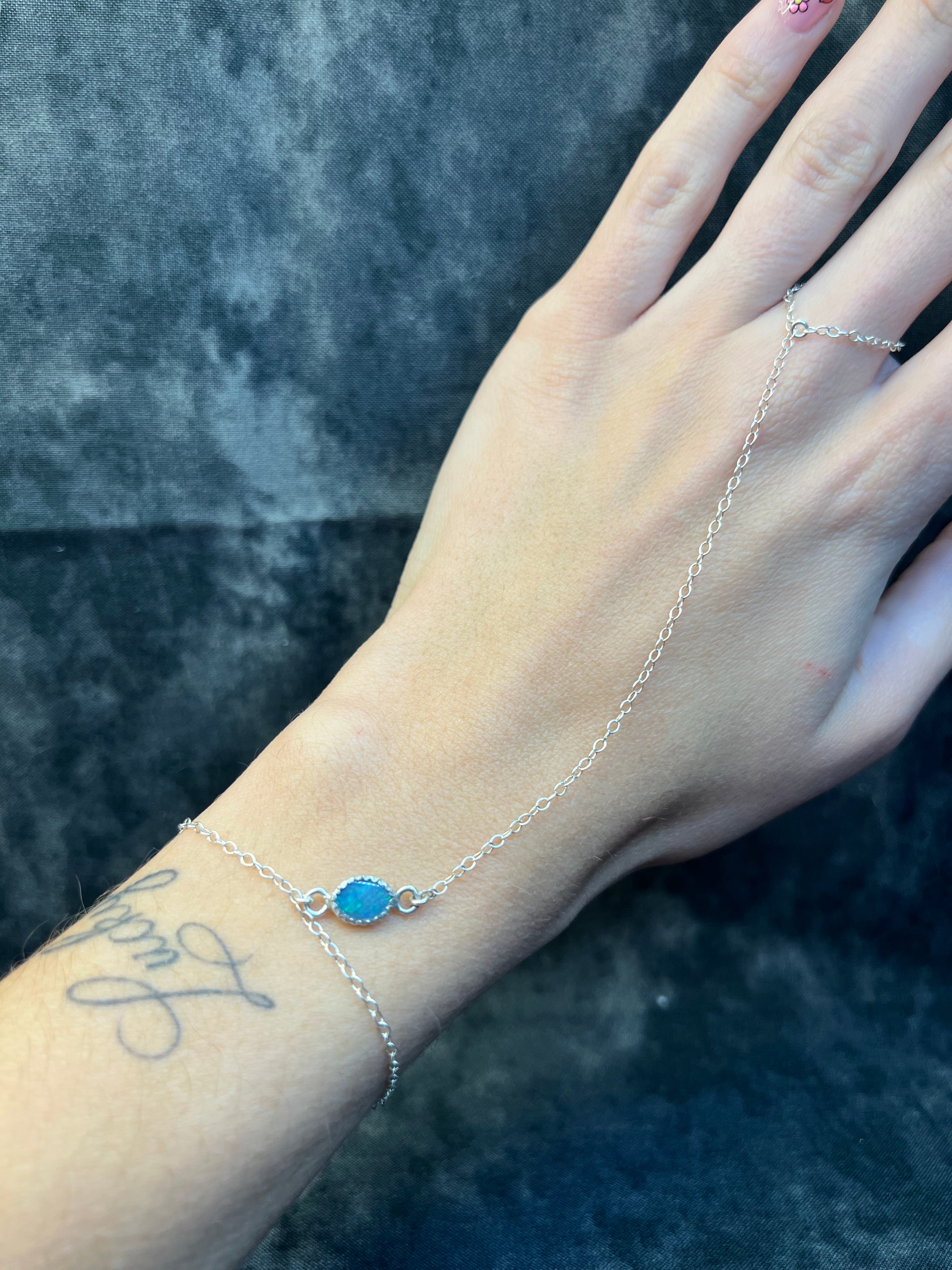SEA BLUE OPAL HAND CHAIN