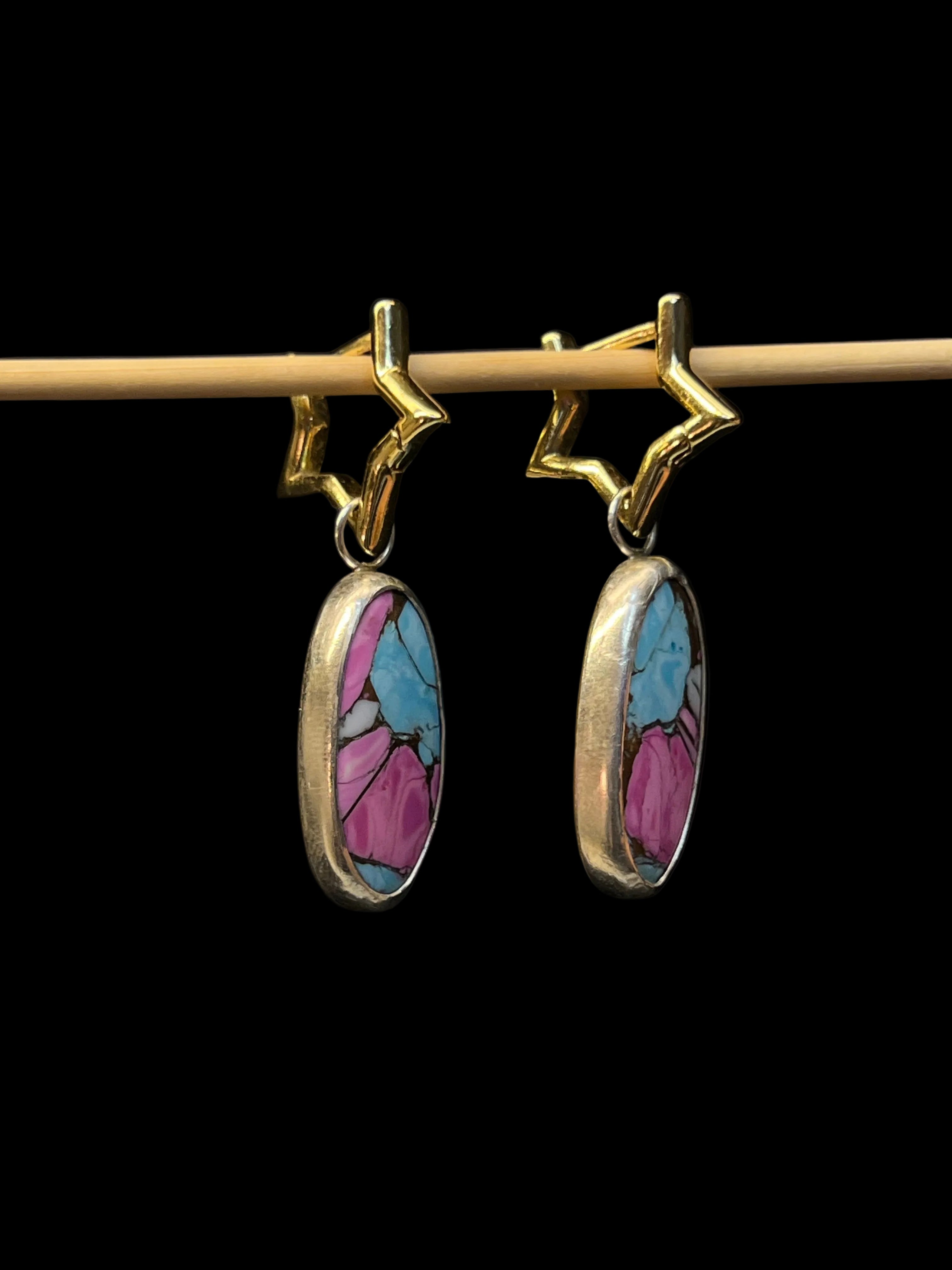 MIXED METAL SUPERSTAR TURQUOISE MIX EARRINGS