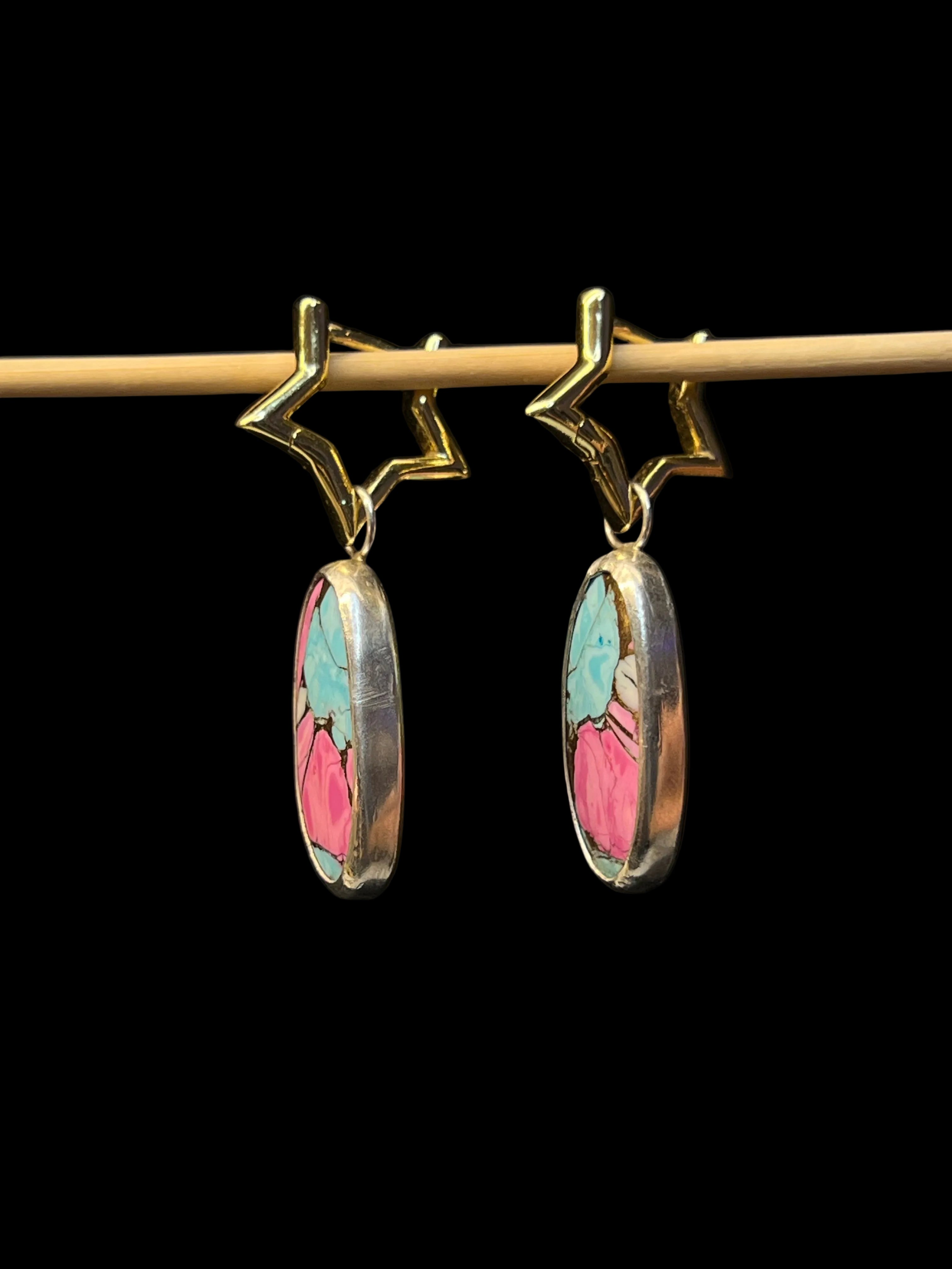 MIXED METAL SUPERSTAR TURQUOISE MIX EARRINGS